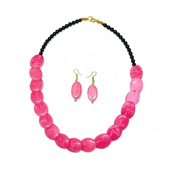 Confetti_Pebble_Bead_Necklace_Earrings_Set_For_Women_Boho_Tribal_Statement_Jewellery_Oval_Acrylic_Beads_Navratri_Diwali_Party_Gift