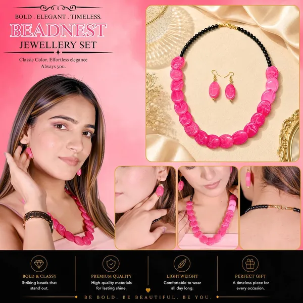 Confetti_Pebble_Bead_Necklace_Earrings_Set_For_Women_Boho_Tribal_Statement_Jewellery_Oval_Acrylic_Beads_Navratri_Diwali_Party_Gift