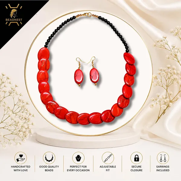 Confetti_Pebble_Bead_Necklace_Earrings_Set_For_Women_Boho_Tribal_Statement_Jewellery_Oval_Acrylic_Beads_Navratri_Diwali_Party_Gift