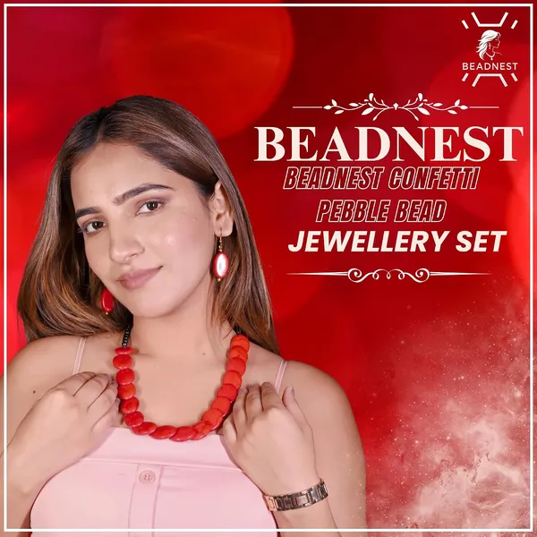 Confetti_Pebble_Bead_Necklace_Earrings_Set_For_Women_Boho_Tribal_Statement_Jewellery_Oval_Acrylic_Beads_Navratri_Diwali_Party_Gift
