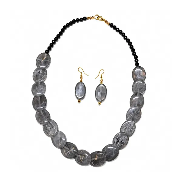 Confetti_Pebble_Bead_Necklace_Earrings_Set_For_Women_Boho_Tribal_Statement_Jewellery_Oval_Acrylic_Beads_Navratri_Diwali_Party_Gift