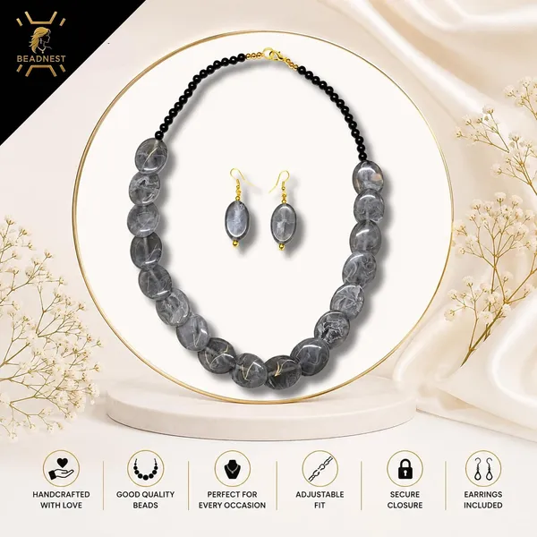 Confetti_Pebble_Bead_Necklace_Earrings_Set_For_Women_Boho_Tribal_Statement_Jewellery_Oval_Acrylic_Beads_Navratri_Diwali_Party_Gift