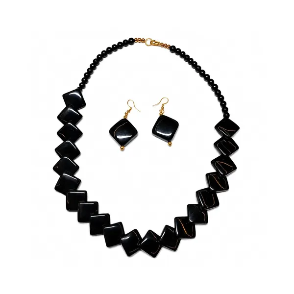 Zigzag_Kite_Bead_Necklace_Earrings_Set_For_Women_Hot_Pink_Boho_Tribal_Geometric_Statement_Jewellery_Acrylic_Stone_Look_Beads_Navratri_Diwali_Party_Gift