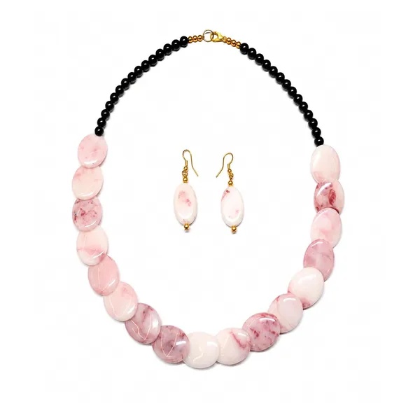 Confetti_Pebble_Bead_Necklace_Earrings_Set_For_Women_Boho_Tribal_Statement_Jewellery_Oval_Acrylic_Beads_Navratri_Diwali_Party_Gift