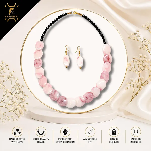 Confetti_Pebble_Bead_Necklace_Earrings_Set_For_Women_Boho_Tribal_Statement_Jewellery_Oval_Acrylic_Beads_Navratri_Diwali_Party_Gift