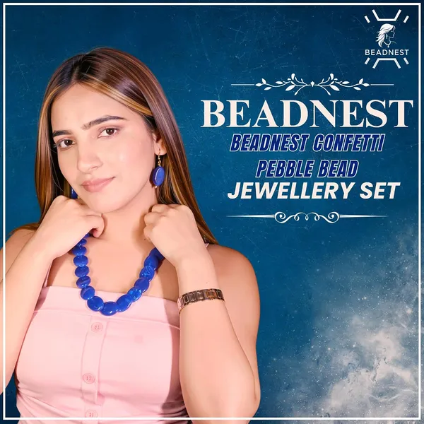 Confetti_Pebble_Bead_Necklace_Earrings_Set_For_Women_Boho_Tribal_Statement_Jewellery_Oval_Acrylic_Beads_Navratri_Diwali_Party_Gift