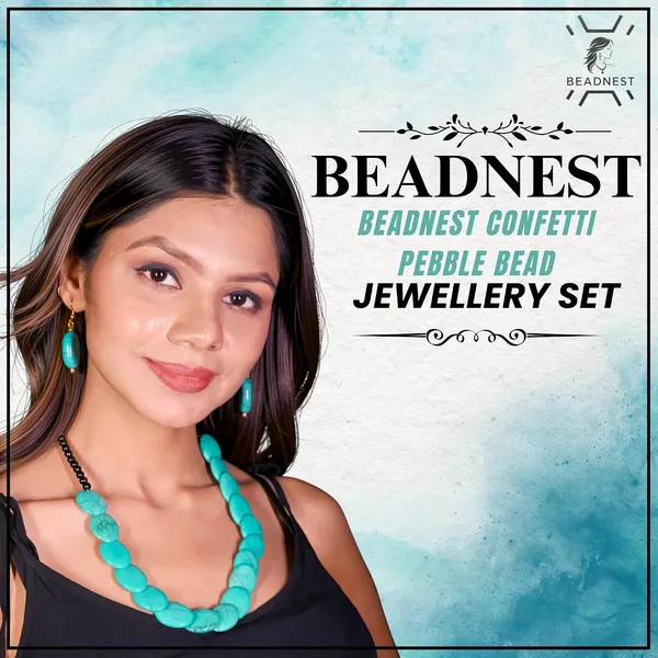 Confetti_Pebble_Bead_Necklace_Earrings_Set_For_Women_Boho_Tribal_Statement_Jewellery_Oval_Acrylic_Beads_Navratri_Diwali_Party_Gift