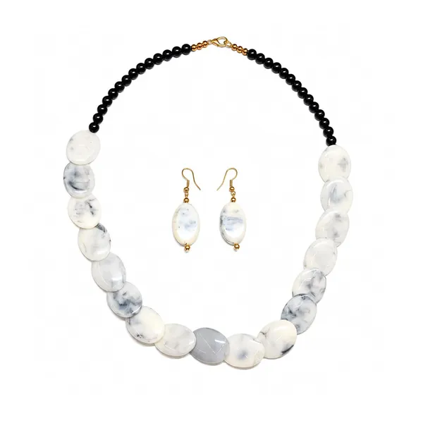 Confetti_Pebble_Bead_Necklace_Earrings_Set_For_Women_Boho_Tribal_Statement_Jewellery_Oval_Acrylic_Beads_Navratri_Diwali_Party_Gift