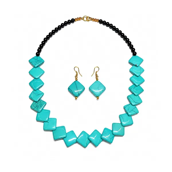 Zigzag_Kite_Bead_Necklace_Earrings_Set_For_Women_Hot_Pink_Boho_Tribal_Geometric_Statement_Jewellery_Acrylic_Stone_Look_Beads_Navratri_Diwali_Party_Gift