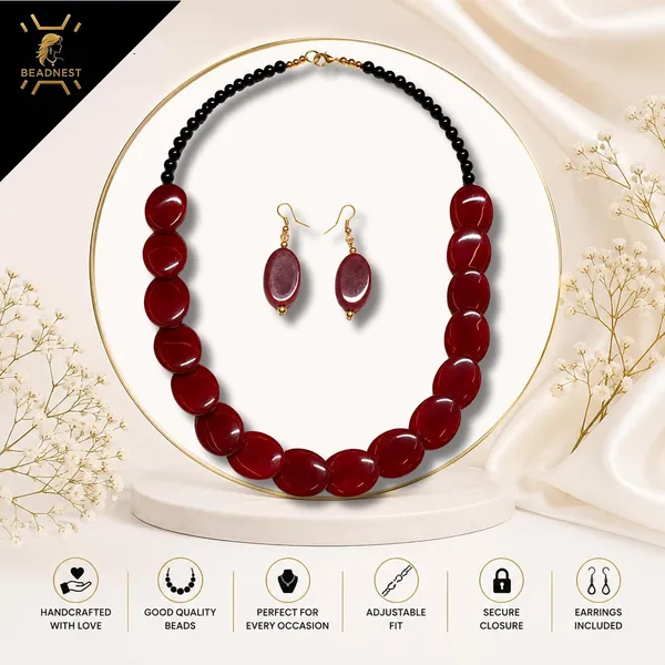 Confetti_Pebble_Bead_Necklace_Earrings_Set_For_Women_Boho_Tribal_Statement_Jewellery_Oval_Acrylic_Beads_Navratri_Diwali_Party_Gift