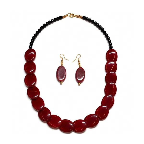 Confetti_Pebble_Bead_Necklace_Earrings_Set_For_Women_Boho_Tribal_Statement_Jewellery_Oval_Acrylic_Beads_Navratri_Diwali_Party_Gift