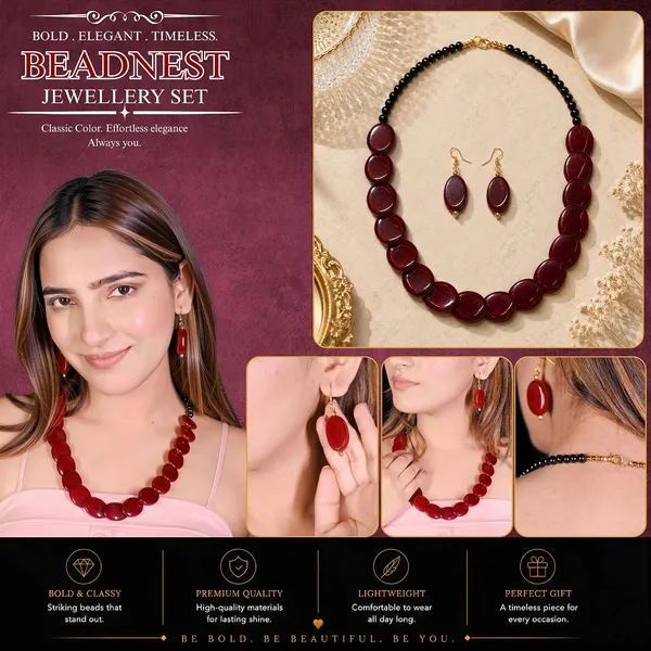 Confetti_Pebble_Bead_Necklace_Earrings_Set_For_Women_Boho_Tribal_Statement_Jewellery_Oval_Acrylic_Beads_Navratri_Diwali_Party_Gift