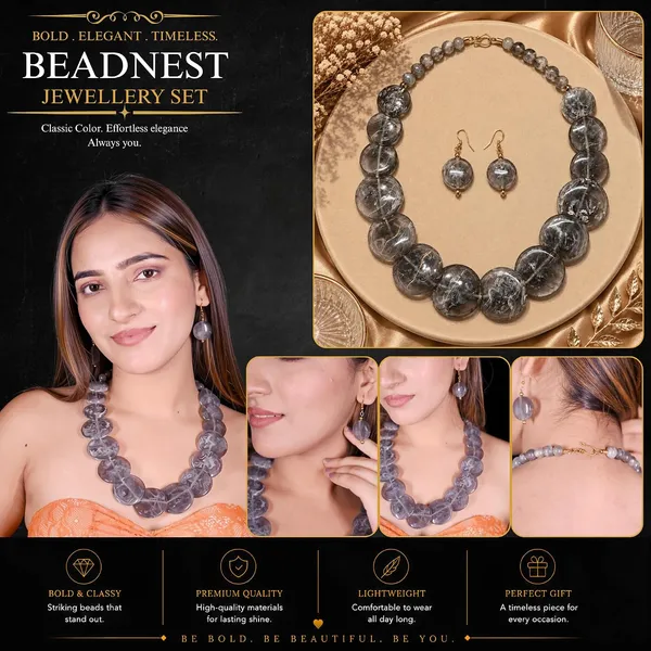 Big_Coin_Acrylic_Necklace_Set_For_Women_Handmade_Bead_Statement_Necklace_With_Earrings_Fashion_Jewellery_For_Party_Wedding_Office_Ethnic_Casual_Wear_Premium_Gift_For_Women