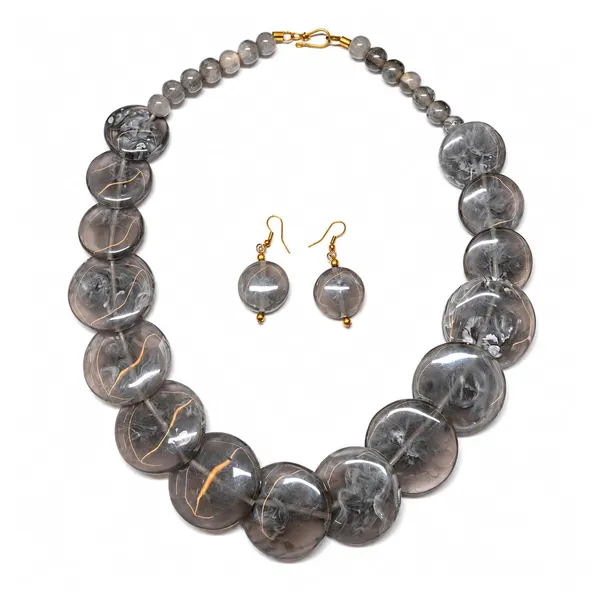 Big_Coin_Acrylic_Necklace_Set_For_Women_Handmade_Bead_Statement_Necklace_With_Earrings_Fashion_Jewellery_For_Party_Wedding_Office_Ethnic_Casual_Wear_Premium_Gift_For_Women