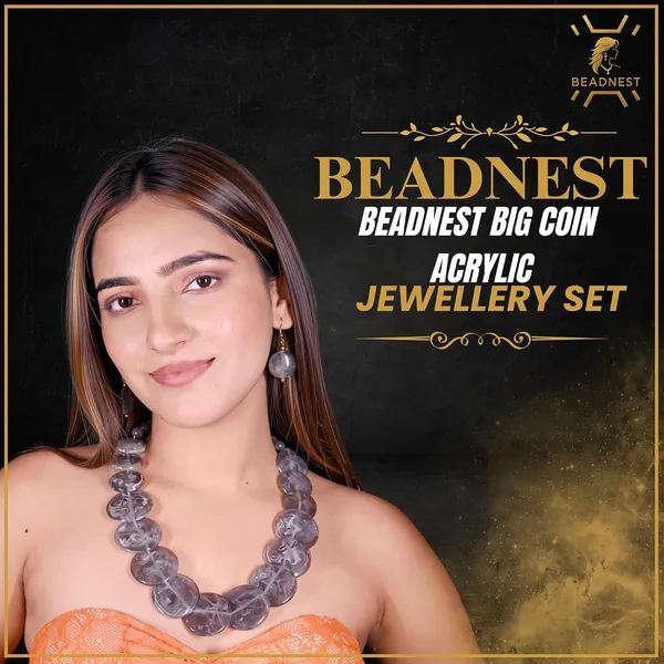 Big_Coin_Acrylic_Necklace_Set_For_Women_Handmade_Bead_Statement_Necklace_With_Earrings_Fashion_Jewellery_For_Party_Wedding_Office_Ethnic_Casual_Wear_Premium_Gift_For_Women