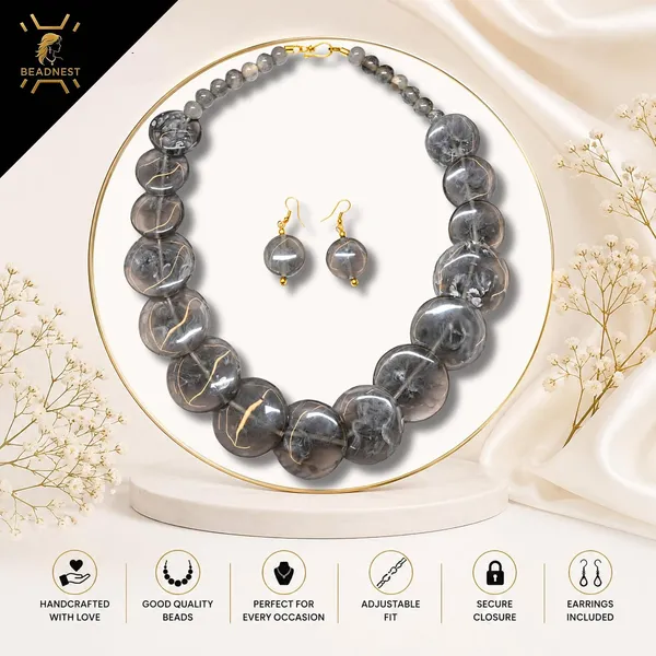 Big_Coin_Acrylic_Necklace_Set_For_Women_Handmade_Bead_Statement_Necklace_With_Earrings_Fashion_Jewellery_For_Party_Wedding_Office_Ethnic_Casual_Wear_Premium_Gift_For_Women