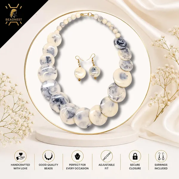 Big_Coin_Acrylic_Necklace_Set_For_Women_Handmade_Bead_Statement_Necklace_With_Earrings_Fashion_Jewellery_For_Party_Wedding_Office_Ethnic_Casual_Wear_Premium_Gift_For_Women
