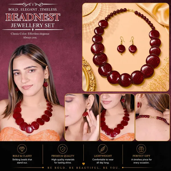 Big_Coin_Acrylic_Necklace_Set_For_Women_Handmade_Bead_Statement_Necklace_With_Earrings_Fashion_Jewellery_For_Party_Wedding_Office_Ethnic_Casual_Wear_Premium_Gift_For_Women