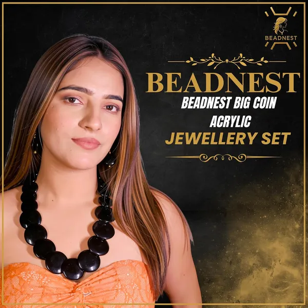 Big_Coin_Acrylic_Necklace_Set_For_Women_Handmade_Bead_Statement_Necklace_With_Earrings_Fashion_Jewellery_For_Party_Wedding_Office_Ethnic_Casual_Wear_Premium_Gift_For_Women