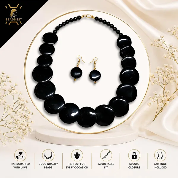 Big_Coin_Acrylic_Necklace_Set_For_Women_Handmade_Bead_Statement_Necklace_With_Earrings_Fashion_Jewellery_For_Party_Wedding_Office_Ethnic_Casual_Wear_Premium_Gift_For_Women