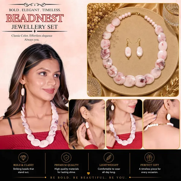Boulder_Marble_Bead_Necklace_Earrings_Set_For_Women_Chunky_Multicolour_Boho_Statement_Jewellery_Bold_Oval_Stone_Look_Beads_Navratri_Diwali_Party_Gift
