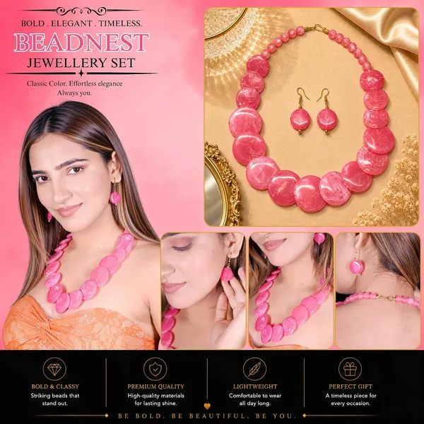 Big_Coin_Acrylic_Necklace_Set_For_Women_Handmade_Bead_Statement_Necklace_With_Earrings_Fashion_Jewellery_For_Party_Wedding_Office_Ethnic_Casual_Wear_Premium_Gift_For_Women