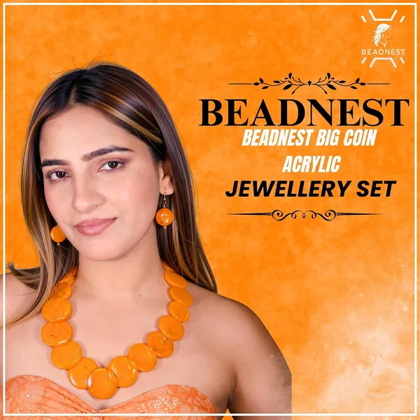 Big_Coin_Acrylic_Necklace_Set_For_Women_Handmade_Bead_Statement_Necklace_With_Earrings_Fashion_Jewellery_For_Party_Wedding_Office_Ethnic_Casual_Wear_Premium_Gift_For_Women