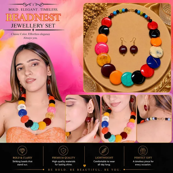 Big_Coin_Acrylic_Necklace_Set_For_Women_Handmade_Bead_Statement_Necklace_With_Earrings_Fashion_Jewellery_For_Party_Wedding_Office_Ethnic_Casual_Wear_Premium_Gift_For_Women