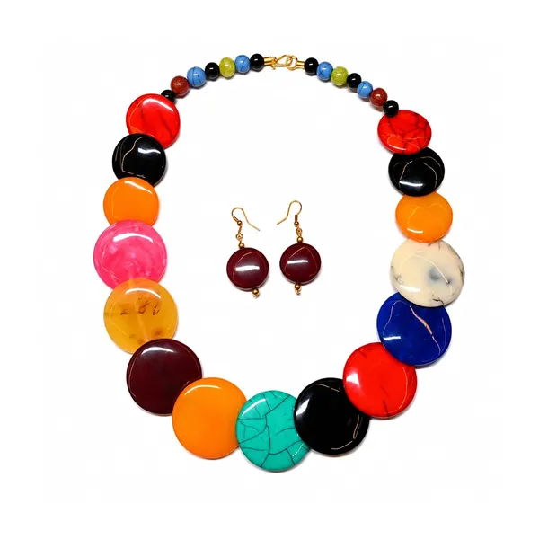 Big_Coin_Acrylic_Necklace_Set_For_Women_Handmade_Bead_Statement_Necklace_With_Earrings_Fashion_Jewellery_For_Party_Wedding_Office_Ethnic_Casual_Wear_Premium_Gift_For_Women