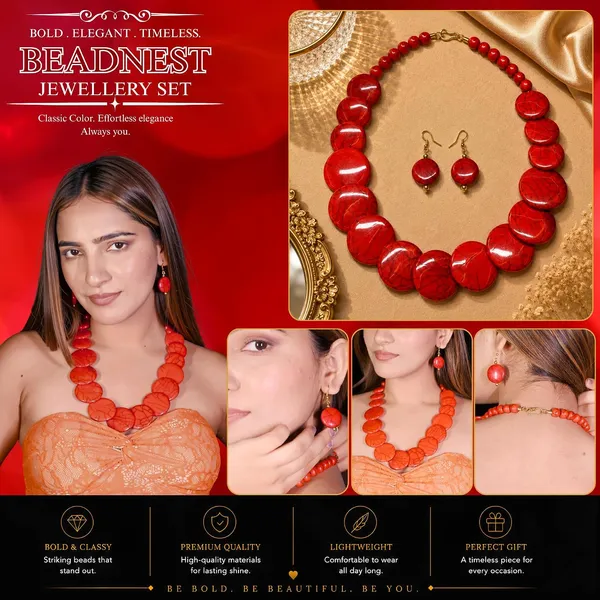 Big_Coin_Acrylic_Necklace_Set_For_Women_Handmade_Bead_Statement_Necklace_With_Earrings_Fashion_Jewellery_For_Party_Wedding_Office_Ethnic_Casual_Wear_Premium_Gift_For_Women