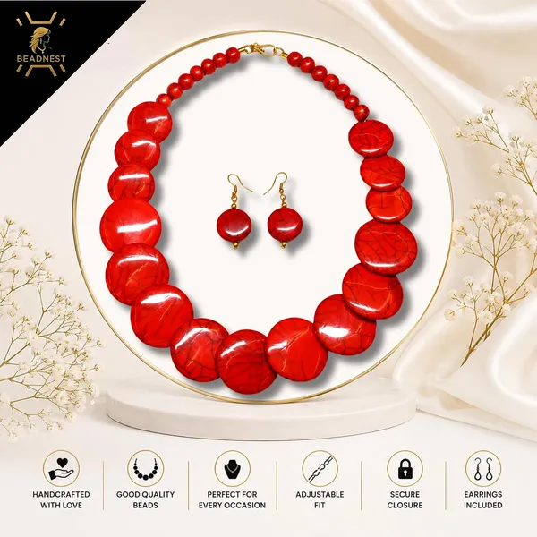 Big_Coin_Acrylic_Necklace_Set_For_Women_Handmade_Bead_Statement_Necklace_With_Earrings_Fashion_Jewellery_For_Party_Wedding_Office_Ethnic_Casual_Wear_Premium_Gift_For_Women