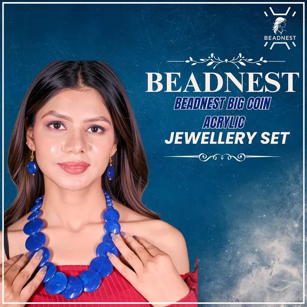 Big_Coin_Acrylic_Necklace_Set_For_Women_Handmade_Bead_Statement_Necklace_With_Earrings_Fashion_Jewellery_For_Party_Wedding_Office_Ethnic_Casual_Wear_Premium_Gift_For_Women