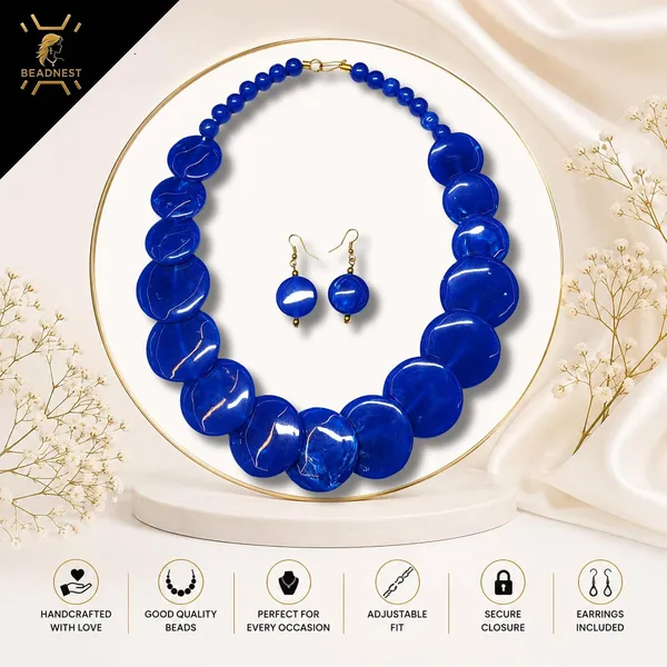 Big_Coin_Acrylic_Necklace_Set_For_Women_Handmade_Bead_Statement_Necklace_With_Earrings_Fashion_Jewellery_For_Party_Wedding_Office_Ethnic_Casual_Wear_Premium_Gift_For_Women