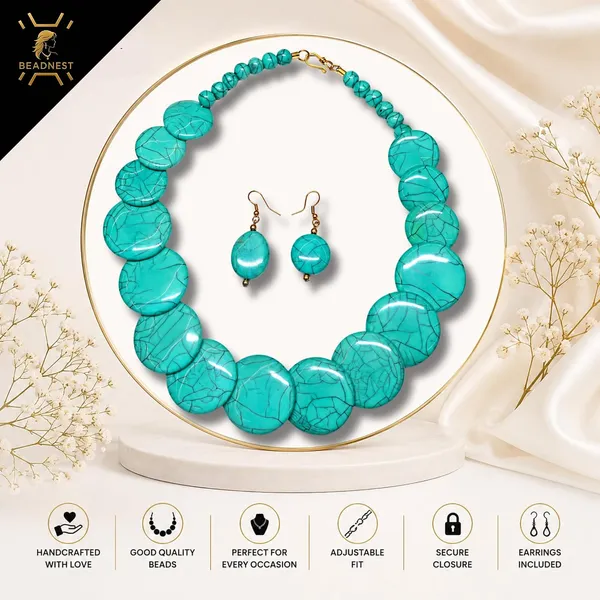 Big_Coin_Acrylic_Necklace_Set_For_Women_Handmade_Bead_Statement_Necklace_With_Earrings_Fashion_Jewellery_For_Party_Wedding_Office_Ethnic_Casual_Wear_Premium_Gift_For_Women