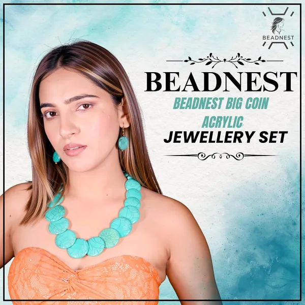 Big_Coin_Acrylic_Necklace_Set_For_Women_Handmade_Bead_Statement_Necklace_With_Earrings_Fashion_Jewellery_For_Party_Wedding_Office_Ethnic_Casual_Wear_Premium_Gift_For_Women