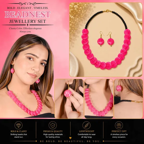 Coin_Stone_Necklace_Set_For_Women_Handmade_Bead_Statement_Necklace_With_Earrings_Fashion_Jewellery_For_Party_Wedding_Office_Ethnic_Casual_Wear_Premium_Gift_For_Women