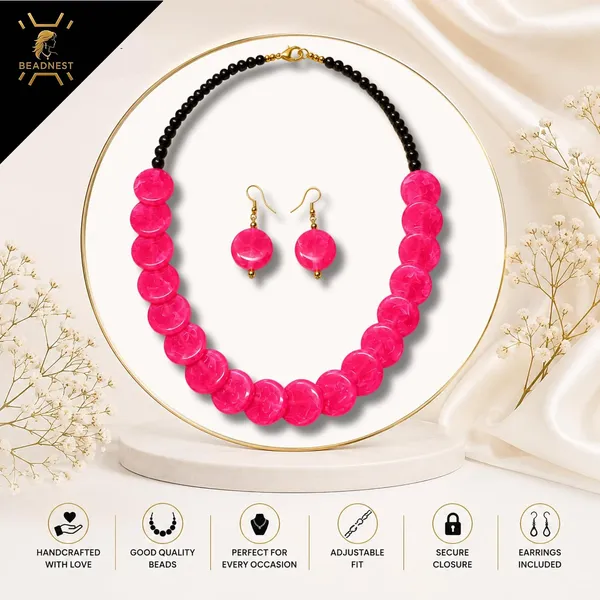 Coin_Stone_Necklace_Set_For_Women_Handmade_Bead_Statement_Necklace_With_Earrings_Fashion_Jewellery_For_Party_Wedding_Office_Ethnic_Casual_Wear_Premium_Gift_For_Women