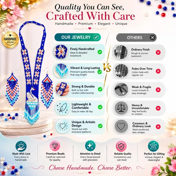 Chandair_Peacock_Handcrafted_Nature_Wildlife_Seed_Bead_Necklace_Earring_Set_Tribal_Boho_Long_Beaded_Jewellery_Ethnic_Statement_Necklace_For_Women_Navratri_Diwali_Gift