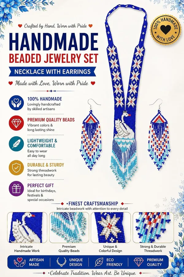 Chandair_Peacock_Handcrafted_Nature_Wildlife_Seed_Bead_Necklace_Earring_Set_Tribal_Boho_Long_Beaded_Jewellery_Ethnic_Statement_Necklace_For_Women_Navratri_Diwali_Gift