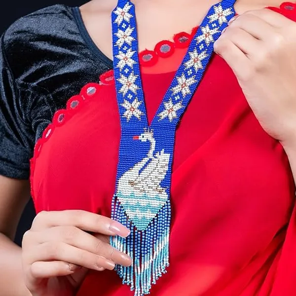 Chandair_Peacock_Handcrafted_Nature_Wildlife_Seed_Bead_Necklace_Earring_Set_Tribal_Boho_Long_Beaded_Jewellery_Ethnic_Statement_Necklace_For_Women_Navratri_Diwali_Gift