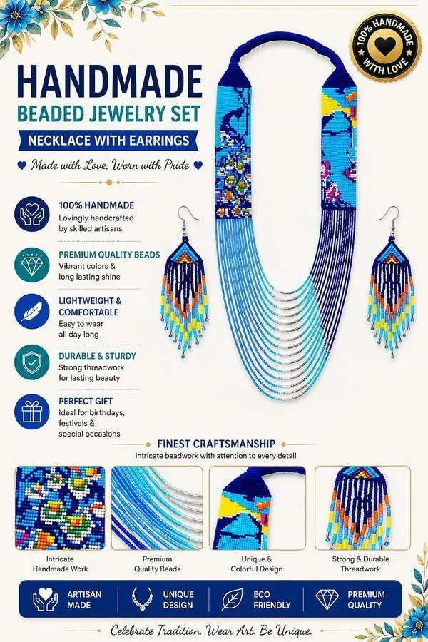 Chandair_Peacock_Handcrafted_Nature_Wildlife_Seed_Bead_Necklace_Earring_Set_Tribal_Boho_Long_Beaded_Jewellery_Ethnic_Statement_Necklace_For_Women_Navratri_Diwali_Gift