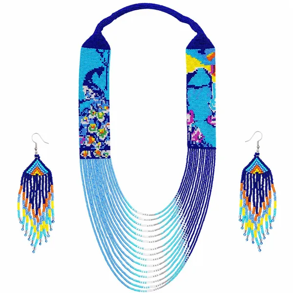 Chandair_Peacock_Handcrafted_Nature_Wildlife_Seed_Bead_Necklace_Earring_Set_Tribal_Boho_Long_Beaded_Jewellery_Ethnic_Statement_Necklace_For_Women_Navratri_Diwali_Gift