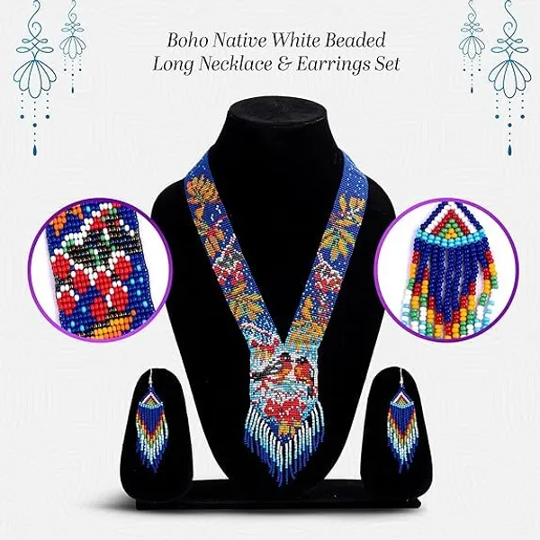 Chandair_Peacock_Handcrafted_Nature_Wildlife_Seed_Bead_Necklace_Earring_Set_Tribal_Boho_Long_Beaded_Jewellery_Ethnic_Statement_Necklace_For_Women_Navratri_Diwali_Gift