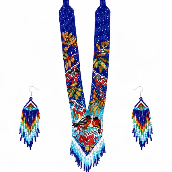 Chandair_Peacock_Handcrafted_Nature_Wildlife_Seed_Bead_Necklace_Earring_Set_Tribal_Boho_Long_Beaded_Jewellery_Ethnic_Statement_Necklace_For_Women_Navratri_Diwali_Gift