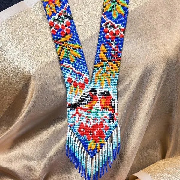 Chandair_Peacock_Handcrafted_Nature_Wildlife_Seed_Bead_Necklace_Earring_Set_Tribal_Boho_Long_Beaded_Jewellery_Ethnic_Statement_Necklace_For_Women_Navratri_Diwali_Gift