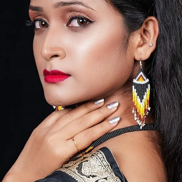 Chandair_Peacock_Handcrafted_Nature_Wildlife_Seed_Bead_Necklace_Earring_Set_Tribal_Boho_Long_Beaded_Jewellery_Ethnic_Statement_Necklace_For_Women_Navratri_Diwali_Gift