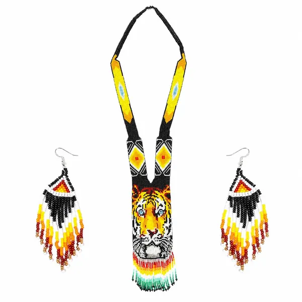 Chandair_Peacock_Handcrafted_Nature_Wildlife_Seed_Bead_Necklace_Earring_Set_Tribal_Boho_Long_Beaded_Jewellery_Ethnic_Statement_Necklace_For_Women_Navratri_Diwali_Gift