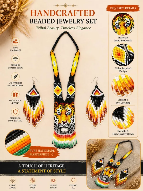 Chandair_Peacock_Handcrafted_Nature_Wildlife_Seed_Bead_Necklace_Earring_Set_Tribal_Boho_Long_Beaded_Jewellery_Ethnic_Statement_Necklace_For_Women_Navratri_Diwali_Gift