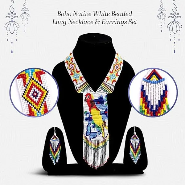 Chandair_Peacock_Handcrafted_Nature_Wildlife_Seed_Bead_Necklace_Earring_Set_Tribal_Boho_Long_Beaded_Jewellery_Ethnic_Statement_Necklace_For_Women_Navratri_Diwali_Gift