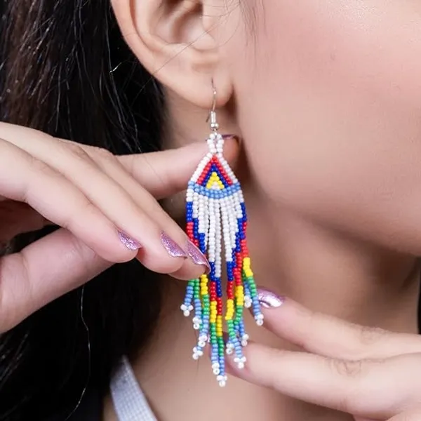 Chandair_Peacock_Handcrafted_Nature_Wildlife_Seed_Bead_Necklace_Earring_Set_Tribal_Boho_Long_Beaded_Jewellery_Ethnic_Statement_Necklace_For_Women_Navratri_Diwali_Gift